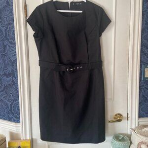 Mango - Belted Black Knee length dress - Size 12